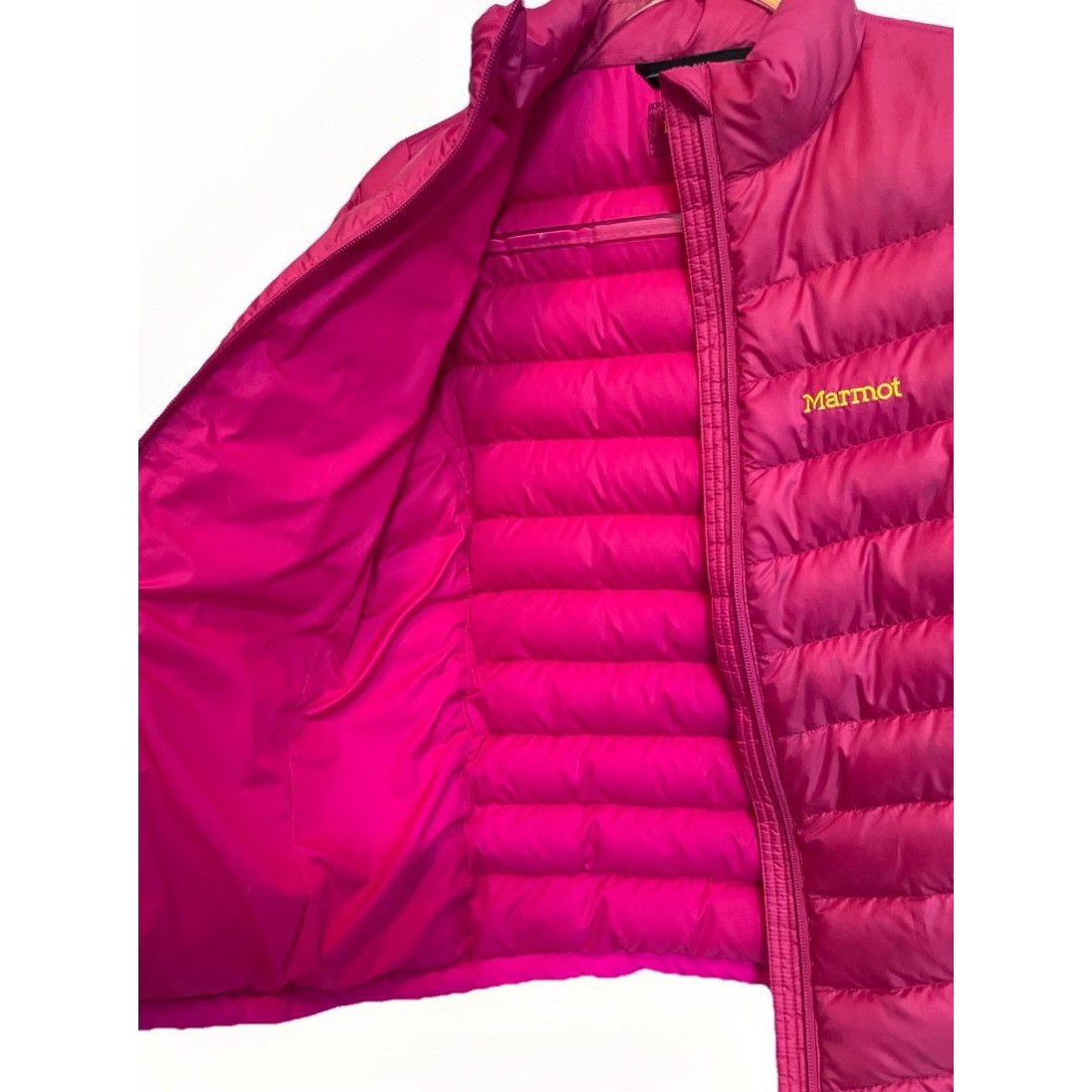 Marmot Youth Puffer Jacket 700 Fill Down Feather Coat Full Zip Girls L Hot Pink — image 5 of 8